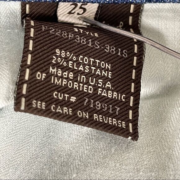 7FAM Jeans Flip Flop Dark Wash Flare Crystal Paint Splatter Women's 25 HEMMED - Picture 5 of 11